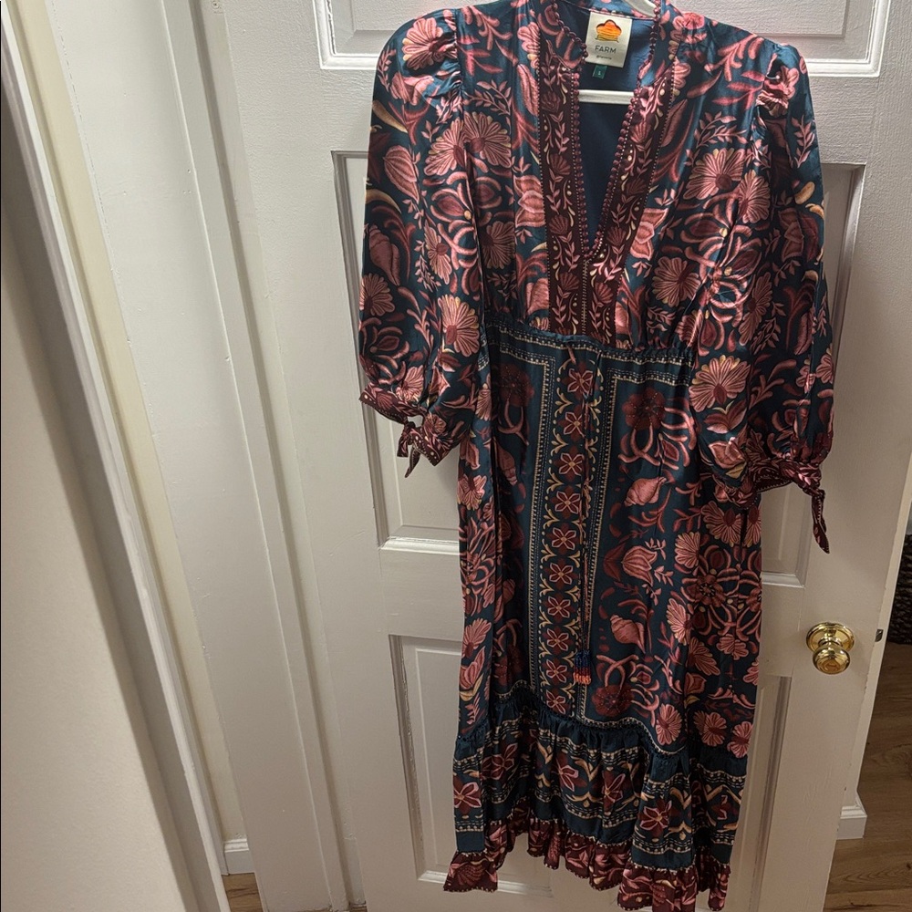 teal seashell tapestry lenzing™ ecovero™ viscose maxi dress - Picture 6 of 10